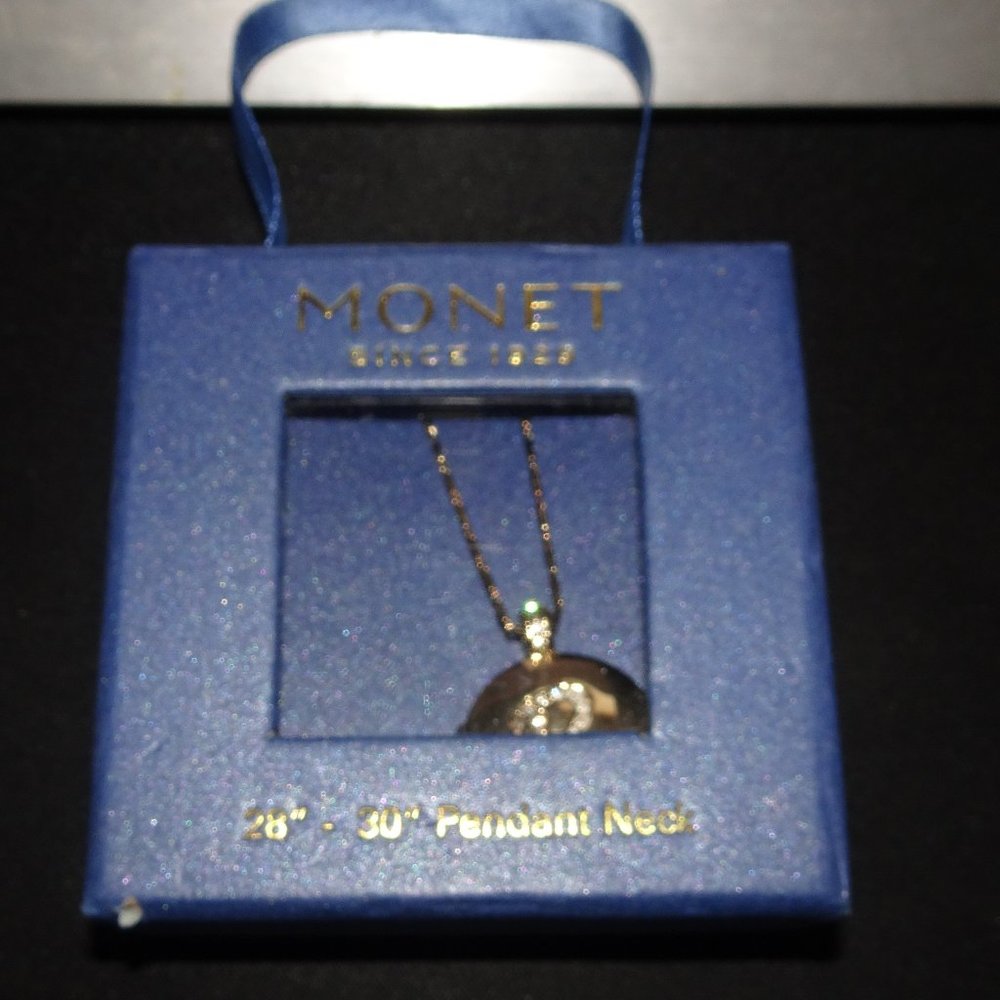 Monet Round Letter R Pendant Locket Necklace 28" - 30"